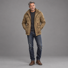 Men's woven utility jacket, full-body standing shot