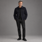 Men's woven textured jacket, full-body standing shot