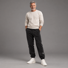 Men's woven blend joggers, full-body standing shot