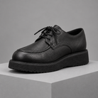 Men's faux leather platform derby shoes, 3/4 angle gray pedestal shot
