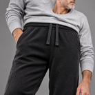 Men's ribbed jogger pants, close-up of ribbed texture and drawstring waist