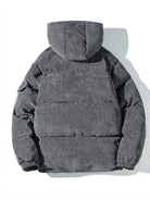 Men's corduroy hooded puffer jacket, product view