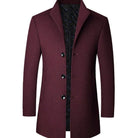 Men's quilted-lined wool single-breasted overcoat, product view