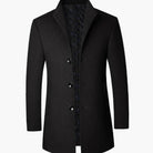 Men's quilted-lined wool single-breasted overcoat, product view