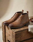Men's full-grain leather lace-up chukka boots, product view