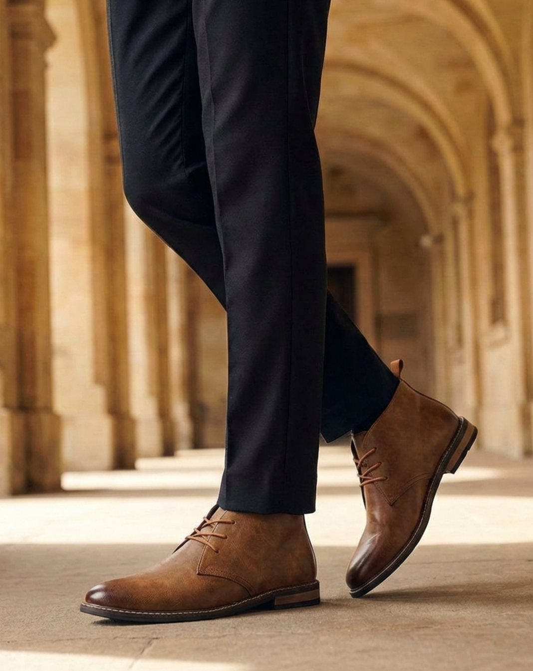 Men's full-grain leather lace-up chukka boots, product view