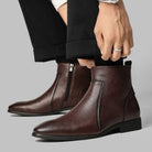 Men's pointed-toe side-zip leather boots, product view
