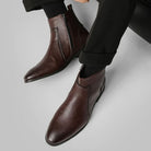Men's pointed-toe side-zip leather boots, product view