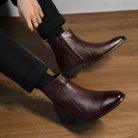 Men's pointed-toe side-zip leather boots, product view