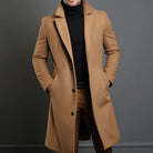 Men's slim-fit long wool overcoat, product view