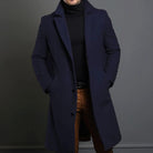 Men's slim-fit long wool overcoat, product view
