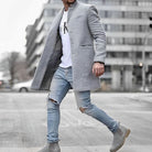 Men's slim-fit stand-collar wool overcoat, product view